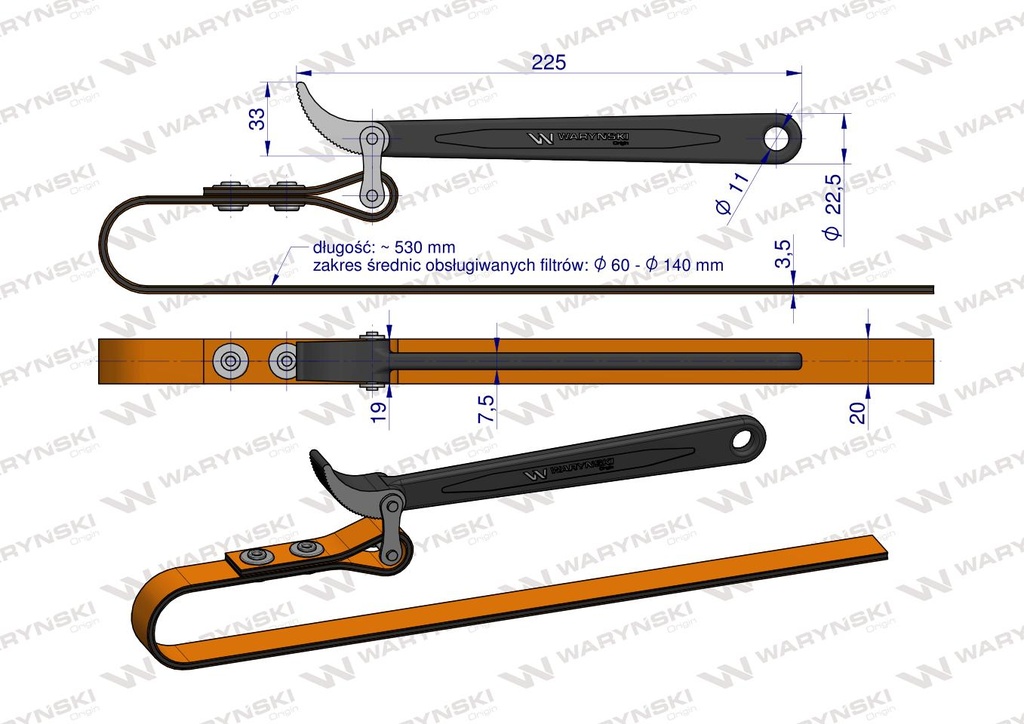 LLAVE SACAR FILTRO DE CINTA WARYNSKI