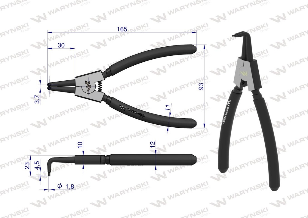 PINZA P/SEGURO EXT.CURVA WARYNSKI
