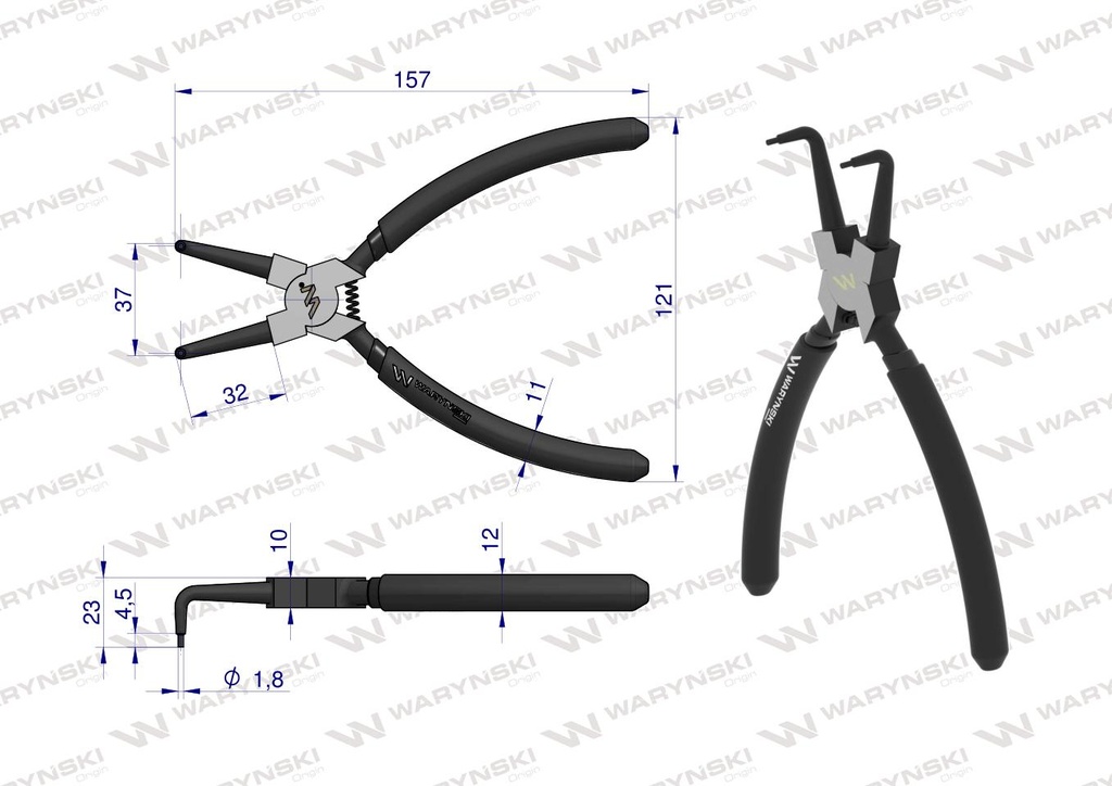 PINZA P/SEGURO INT.CURVA WARYNSKI