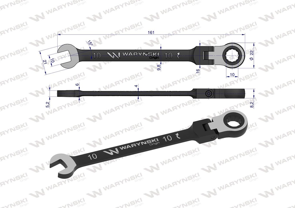 LLAVE C/CRICKET ARTICULADA 10MM WARYNSKI