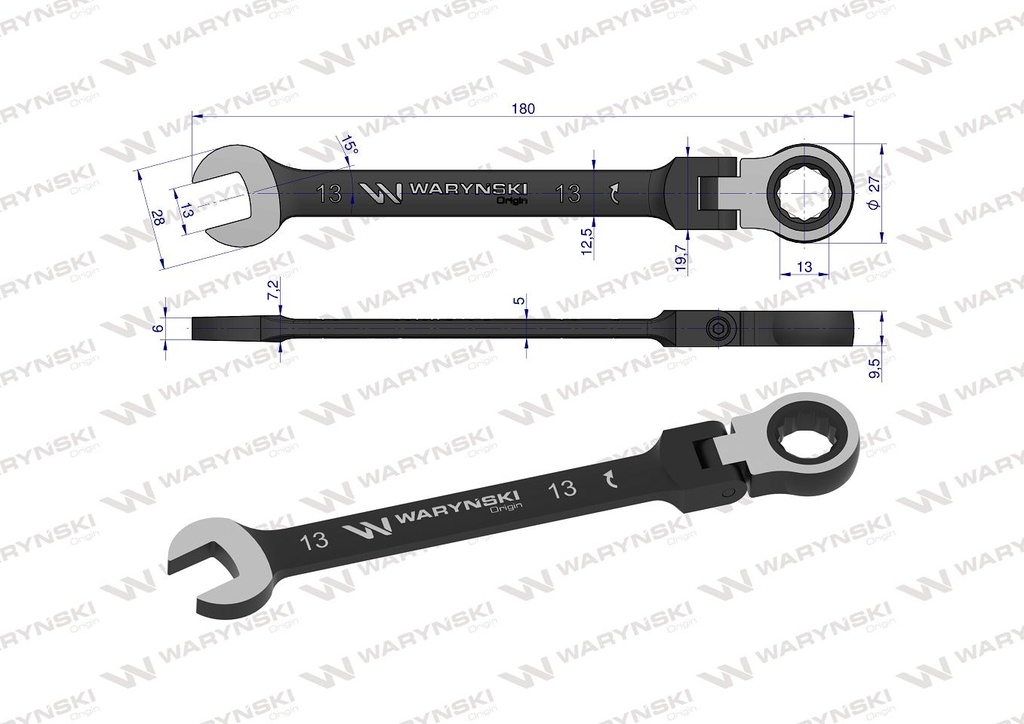 LLAVE C/CRICKET ARTICULADA 13MM WARYNS