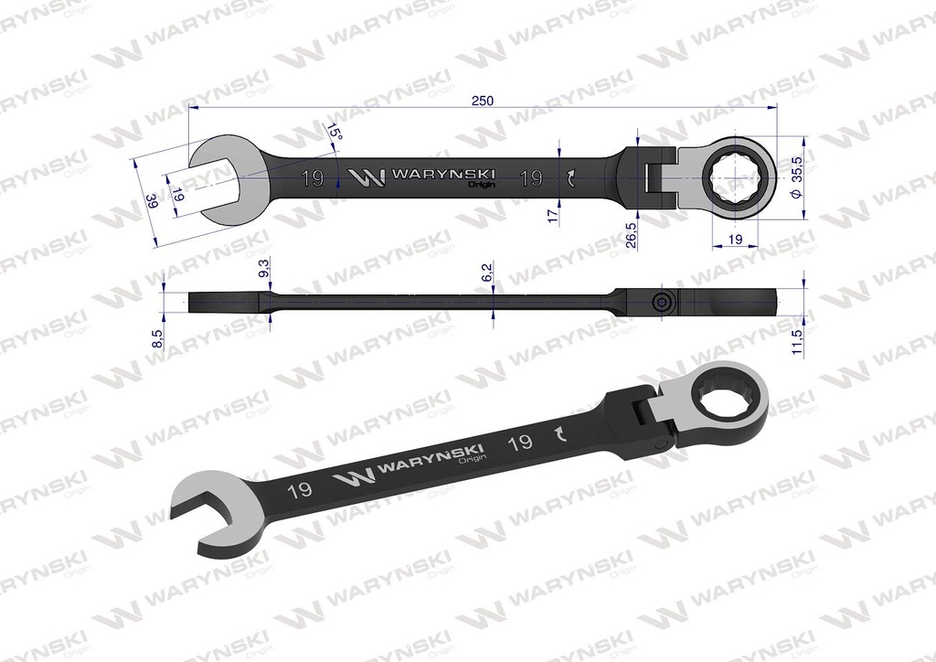 LLAVE C/CRICKET ARTICULADA 19MM WARYNSKI