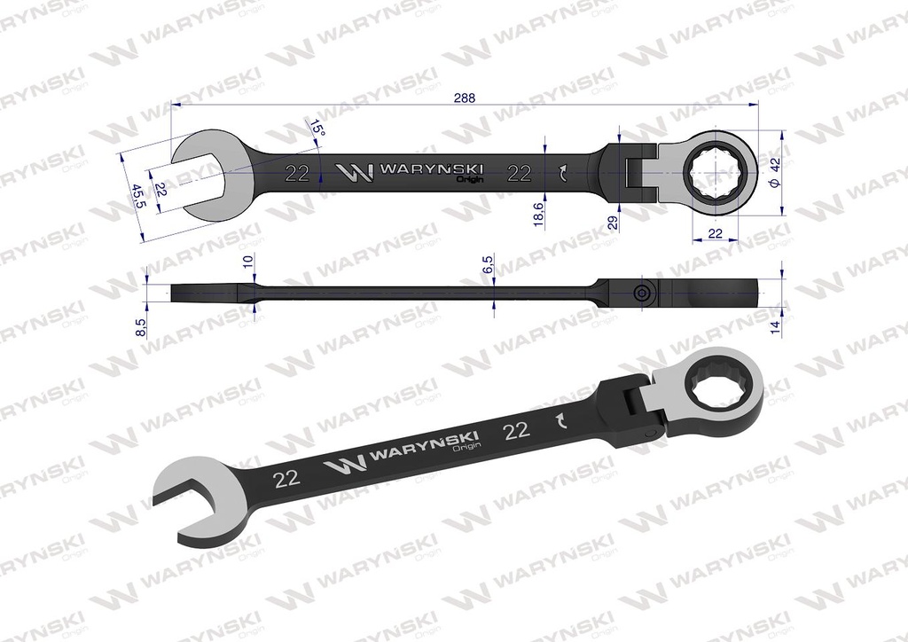 LLAVE C/CRICKET ARTICULADA 22MM WARYNSKI