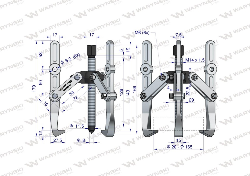 EXTRACTOR RULEMANES EXTERIOR WARYNSKI 20-16
