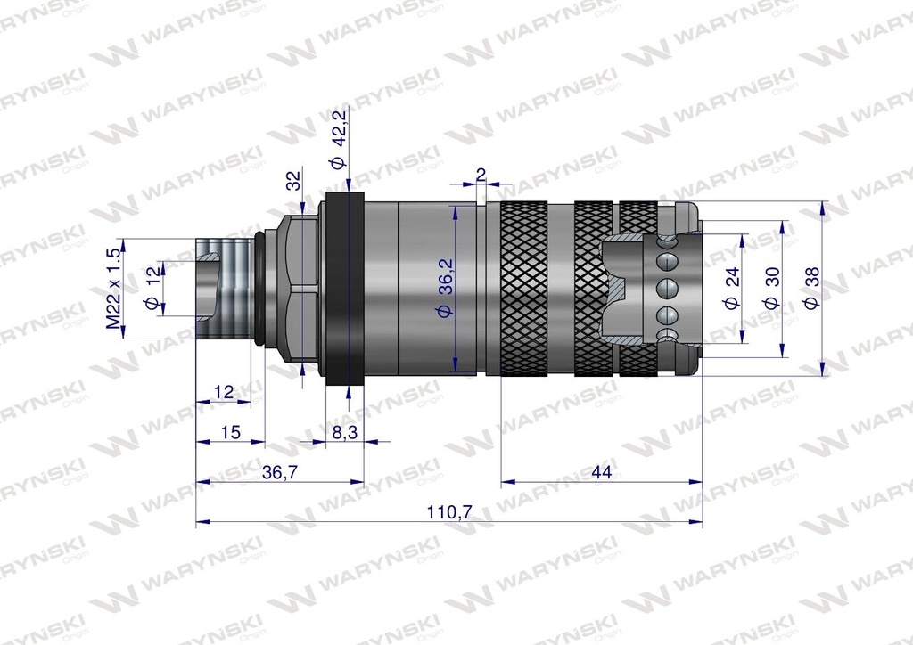ACOPLE HEMBRA C/R 22MM(1.5) ROLMAR LARGO