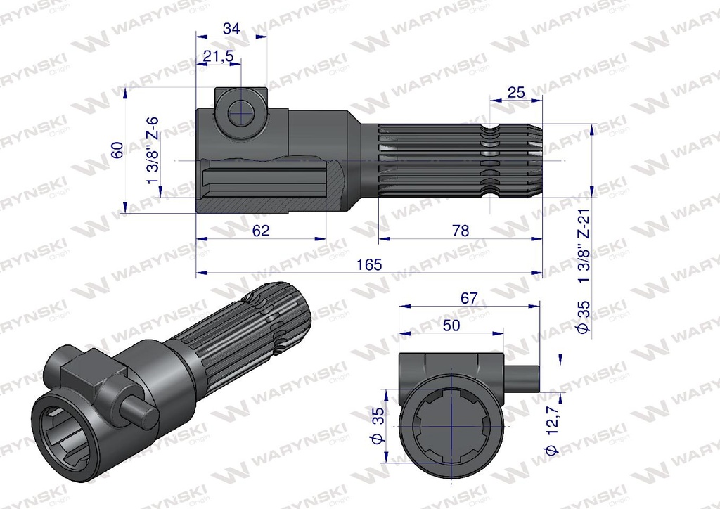 ADAPTADOR MACHO/HEMBRA 1.3/8 1000/540R