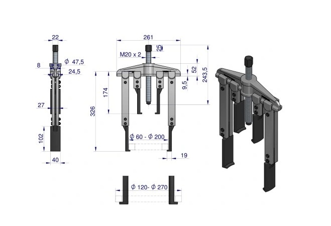 EXTRACTOR RULEMANES 120-270mm WARYNSKI