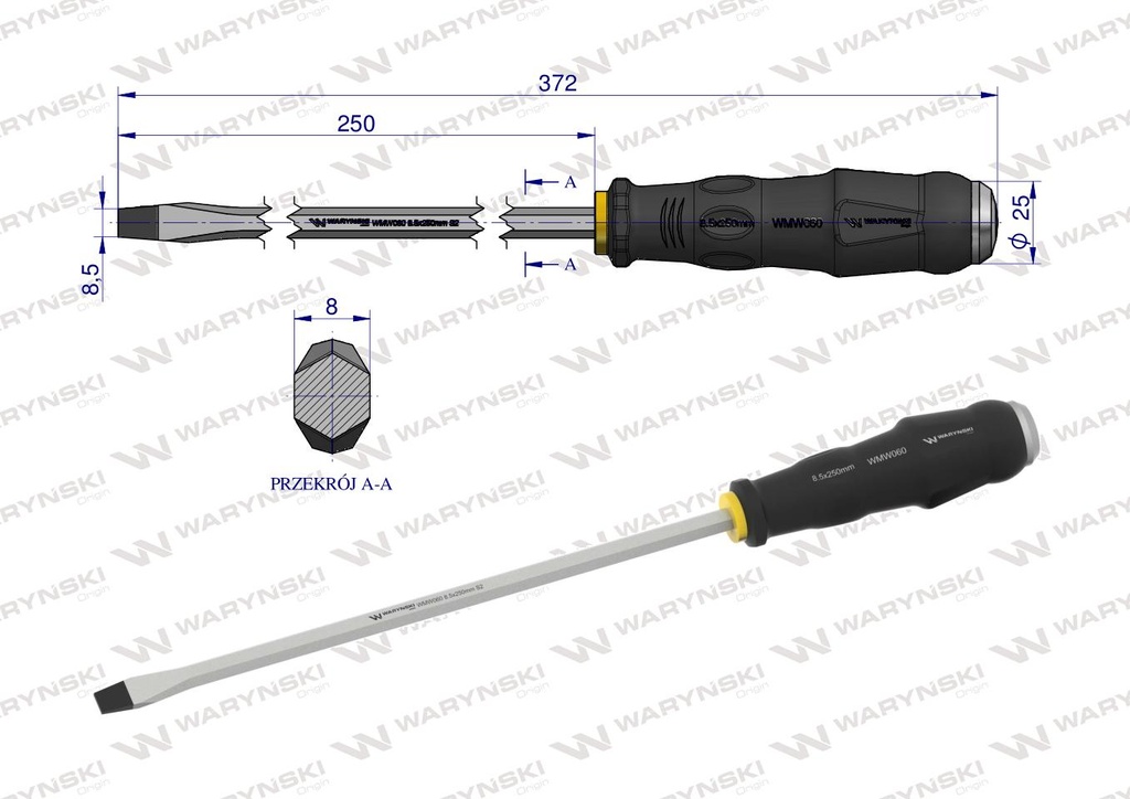 DESTORNILLADOR IMPACTO 8.5*250MM WARYNSKI